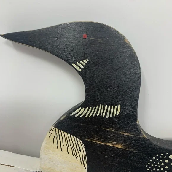 Handmade Wooden Loon Duck Bird Design Hook Cabin Hat Lightweight Coat Holder - Picture 4 of 6